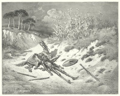 Gustave Dore Don Quijote: "Jaj, hol vagy, kedves hölgyem, hogy a jaj miatt nem nyögsz?" (metszés) alkotó: Gustave Dore