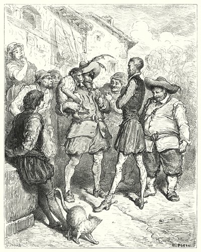 Gustave Dore Don Quijote: "Ezekre a szavakra Don Quijote elképedt" (metszet) alkotó: Gustave Dore