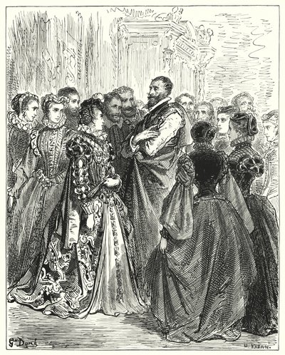 Gustave Dore Don Quijote: "Don Antonio felesége több barátját meghívta egy bálba, hogy megtisztelje vendégét" (metszet) alkotó: Gustave Dore