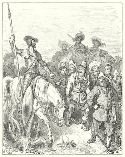 Gustave Dore Don Quijote: "Don Quijote először megkérdezte, milyen bűnökért követte el ezeket a nyomorúságos körülményeket" (metszet) alkotó: Gustave Dore