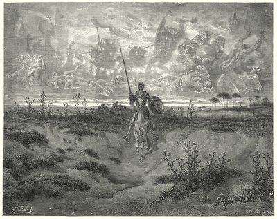 Gustave Dore Don Quijote: „Majdnem egész nap utazott” (metszet) alkotó: Gustave Dore