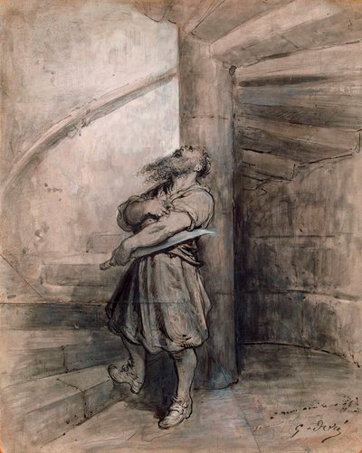 Illusztráció Charles Perrault Kékszakáll című meséhez, 1862 előtt. alkotó: Gustave Dore