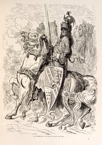 Illusztráció: Roland lóháton. a La legende de Croque-Mitaine című kötetből. alkotó: Gustave Dore