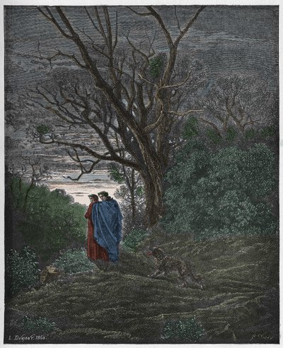Inferno, 1. ének: Megjelenik a nőstényfarkas, illusztráció Dante Alighieri "Isteni színjátékából", 1885 alkotó: Gustave Dore