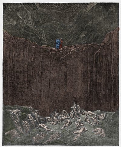 Inferno, 29. ének: A völgyben gyötrődő hamisítók, illusztráció Dante Alighieri "Isteni színjátékából", 1885 alkotó: Gustave Dore
