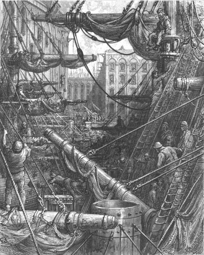 "Inside the Docks", 1872. alkotó: Gustave Dore