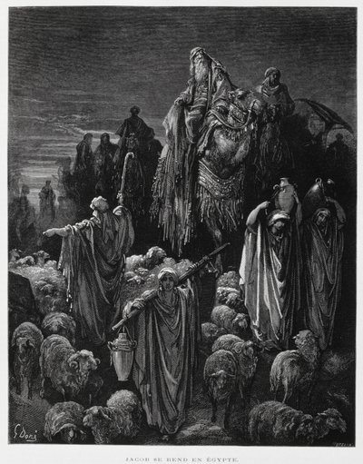 Jákob és fiai megérkeznek Egyiptomba, Illusztráció a Dore Bibliából alkotó: Gustave Dore