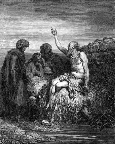 Job és barátai, Doré metszete. - Biblia alkotó: Gustave Dore