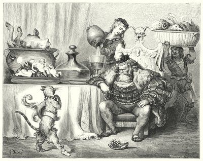 A mestermacska vagy a bakancsos cica; Puss In Boots (metszet) alkotó: Gustave Dore
