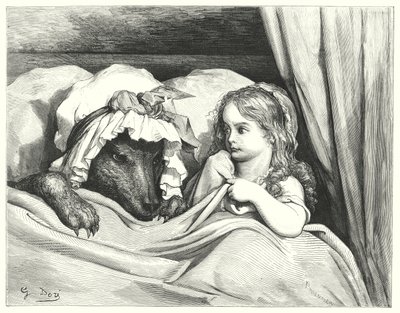 Le Petit Chaperon Rouge; Piroska (metszet) alkotó: Gustave Dore