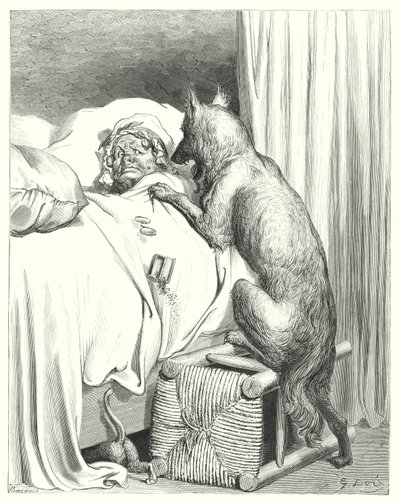 Le Petit Chaperon Rouge; Piroska (metszet) alkotó: Gustave Dore