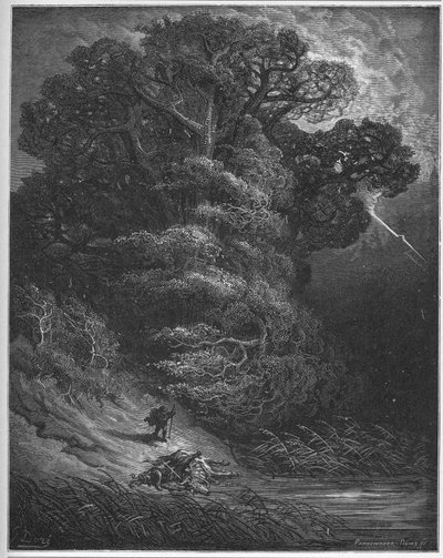 A tölgy és a hálózat - A tölgy és a nád - Jean de La Fontaine "Fables" című művéből alkotó: Gustave Dore
