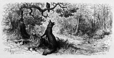 A holló és a róka (metszet alkotó: Gustave Dore