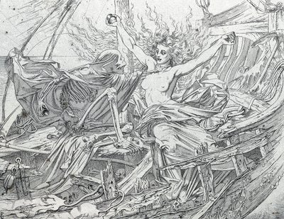 Az Élet és Halál sorshúzással húzza ki a legénység sorsát alkotó: Gustave Dore