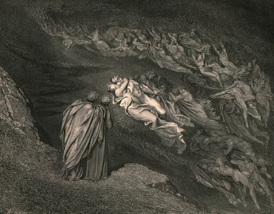 A szerelem egy halálba hozott minket: Caina várja a lelket, aki kettészakította életünket, 1890. alkotó: Gustave Dore