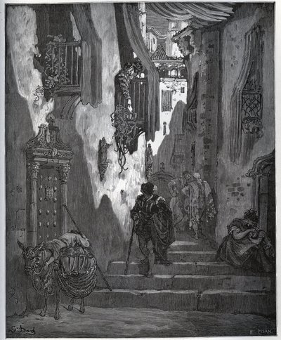 Luscinde jegyet küld Cardenióba – Miguel Cervantes (1547-1616) „Don Quijote de la Mancha” című művéből (Don Quijote) – Fametszet Gustave Dore rajza alapján alkotó: Gustave Dore
