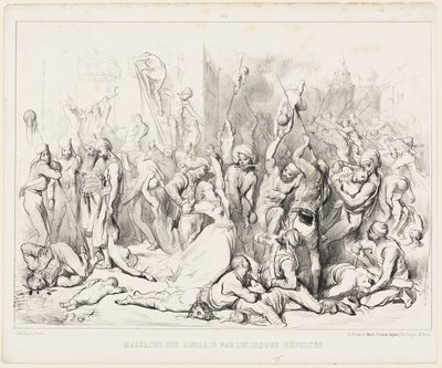 Az angolok mészárlása a lázadó hinduk által alkotó: Gustave Dore