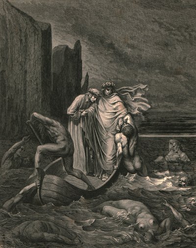 A tanárom bölcs tudatában van, és visszalökte, c1890. alkotó: Gustave Dore