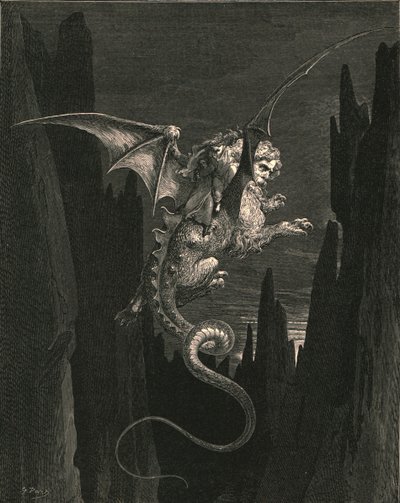 Új terror, amelyet a meredek zuhanáskor fogant meg, 1890. alkotó: Gustave Dore