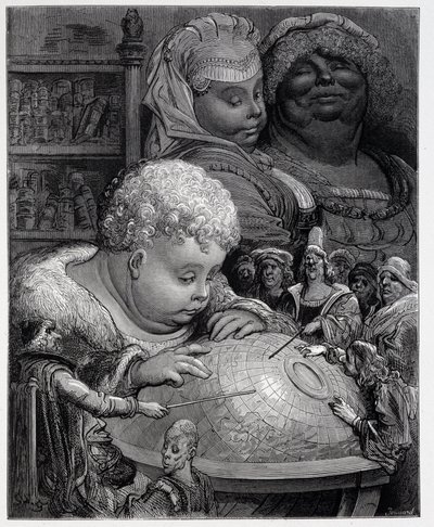 Pantagruel földrajztanfolyamot követve – Rabelais „” Gargantua”-ban, ill. Gustave Dore alkotó: Gustave Dore