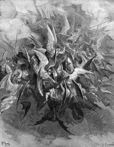 Az Elveszett Paradicsom: Az angyalok csatája. alkotó: Gustave Dore