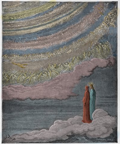 Paradiso, 28. ének: A menny tündöklő serege, illusztráció Dante Alighieri "Isteni színjátékából", 1885 alkotó: Gustave Dore