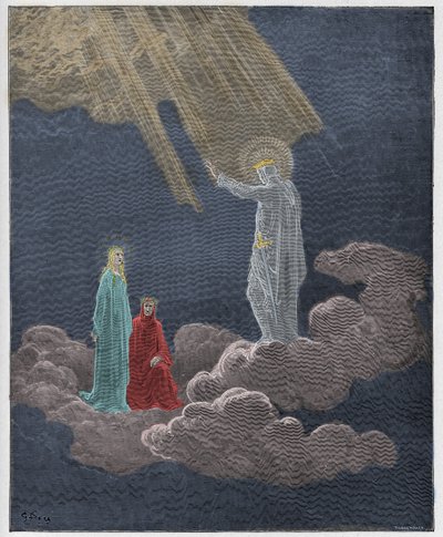 Paradiso, 8. ének: Charles Martel megszólítja Dantét és Beatricét, illusztráció Dante Alighieri "Isteni színjátékából", 1885 alkotó: Gustave Dore