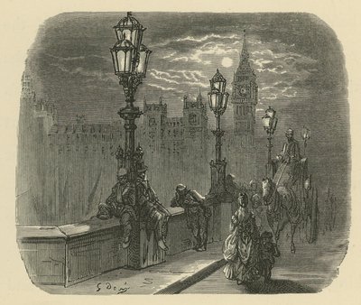 Emberek és kocsik a Westminster hídon alkotó: Gustave Dore