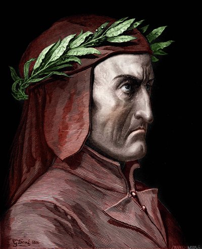 Dante Alighieri (1265-1321) olasz író portréja. Gustave Doré metszete 1860-ból. alkotó: Gustave Dore