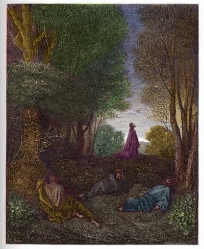 Jézus imája az olajfák kertjében - Jézus imája az olajfák kertjében - - gravírozás Gustave Dore (1832-1883) „The Bible illustree”-be - Metszet „A Dore Bibliából” alkotó: Gustave Dore
