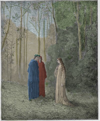 Purgatorio, 5. ének: Dante beszél Pia de Tolomei-vel alkotó: Gustave Dore