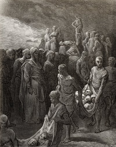 I. Richárd (1157-99), az Oroszlánszívű, megtorlásként lemészárolja a foglyokat, illusztráció a „Bibliotheque des Croisades”-ből, J-F. Michaud, 1877 alkotó: Gustave Dore