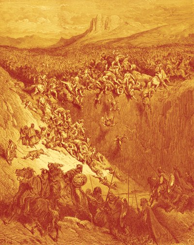 Sámson szamár állkapcsával megöli a filiszteusokat, Doré - Biblia alkotó: Gustave Dore