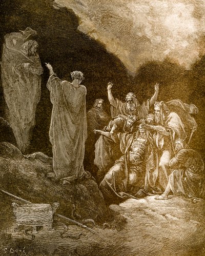 Saul és endori médium/boszorkány, szerző: Doré. - Biblia alkotó: Gustave Dore