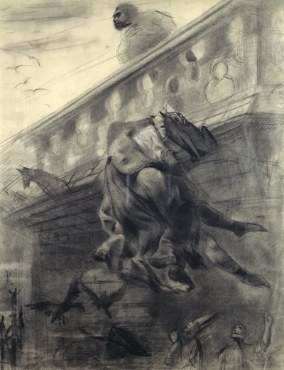 Jelenet Victor Hugo (1802-85) „Notre-Dame de Paris” című művéből (ceruza és kréta papíron) alkotó: Gustave Dore