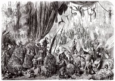 Szindbád a tengerész (Szindbád) - Az ezeregy (1001) éjszaka története - Gustave Dore illusztrációja - Maxwell kiadás 1865 - Hatodik utazás: Serendib király udvara alkotó: Gustave Dore