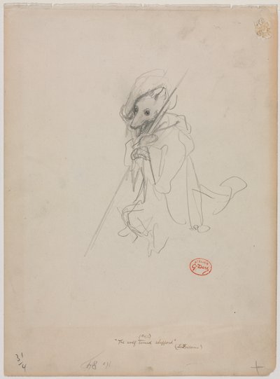 Vázlat a „A farkasból lett pásztorhoz” (recto) alkotó: Gustave Dore