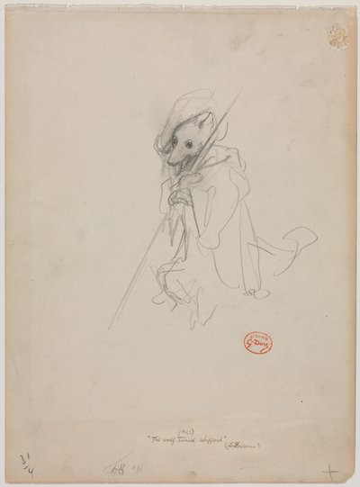 Vázlat a Farkasból lett pásztorhoz, c. 1868. alkotó: Gustave Dore
