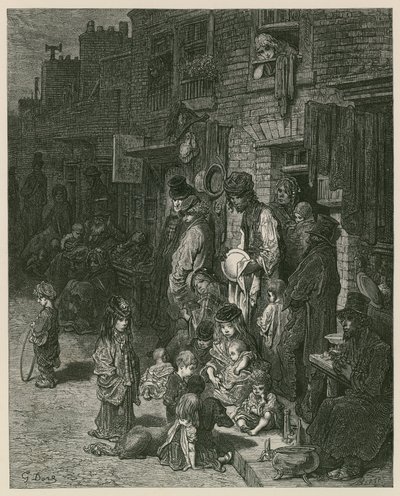 Nyomornegyedek Londonban (metszet) alkotó: Gustave Dore
