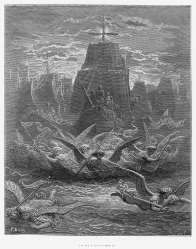 Szent Lajos (1214-70) elhagyja Aigues-Mortes-t, illusztráció Joseph Michaud (1767-1839) "Histoire des Croisades" című művéből, metszette Paul Jonnard-Pacel (1902), 1877. alkotó: Gustave Dore