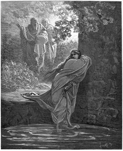 Suzanne a fürdőben: Gustave Dore (1832-1883) illusztrációja a Biblia számára. alkotó: Gustave Dore