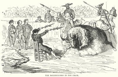 Banderillero a székben (metszet) alkotó: Gustave Dore