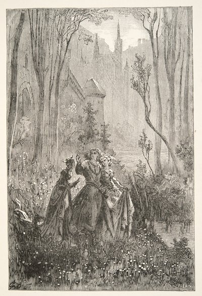 A szökőkút grófnője és lányai, Charles Henry Hanson Arthur király napjainak történeteiből, pub.1898 alkotó: Gustave Dore