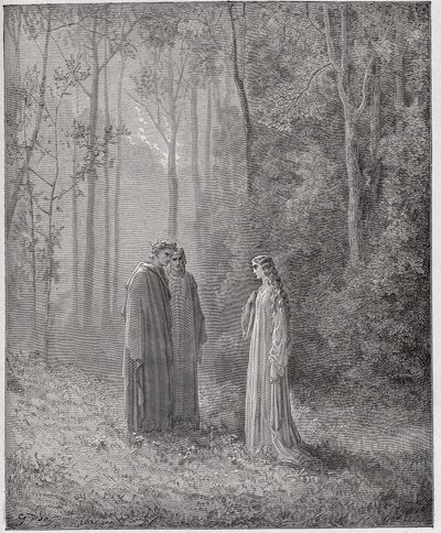 Az isteni színjáték (La Divina Comedia, La Divine Comedie), Purgatorio, 5. ének: Dante beszél Pia de Tolomei-vel (Tolommei) - Dante Alighieri (1265-1321) - Illusztráció: Gustave Dore (1832-1883) alkotó: Gustave Dore