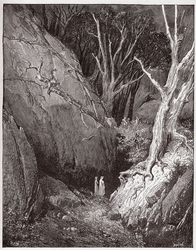 Az Isteni színjáték (La Divina Commedia, La Divine Comedie), Pokol, 1. ének: Vergilius és Dante megkezdik útjukat - Dante Alighieri (1265-1321) - Illusztráció: Gustave Dore (1832-1883) alkotó: Gustave Dore