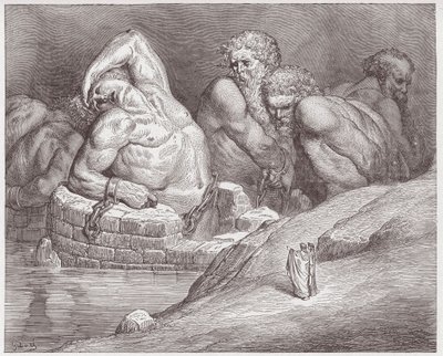 Az isteni színjáték (La Divina Commedia, La Divine Comedie), Inferno, 31. ének: Ephialtes bilincsben az óriások között - Dante Alighieri (1265-1321) - Illusztráció: Gustave Dore (1832-1883) alkotó: Gustave Dore