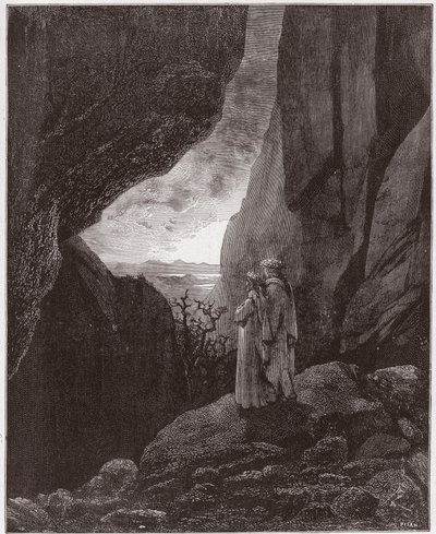 Az isteni színjáték (La Divina Commedia, La Divine Comedie), Inferno, 34. ének: Vergilius és Dante feljutnak a felső világba - Dante Alighieri (1265-1321) - Illusztráció: Gustave Dore (1832-1883) alkotó: Gustave Dore