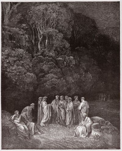 Az isteni színjáték (La Divina Commedia, La Divine Comedie), Pokol, 4. ének: Homérosz, a költők és hősök Limbóban - Dante Alighieri (1265-1321) - Illusztráció: Gustave Dore (1832-1883) alkotó: Gustave Dore