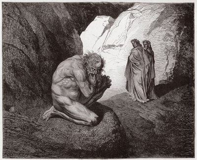 Az isteni színjáték (La Divina Commedia, La Divine Comedie), Pokol, 7. ének: Vergilius megfeddi Plutust a negyedik kör bejáratánál - Dante Alighieri (1265-1321) - Illusztráció: Gustave Dore (1832-1883) alkotó: Gustave Dore