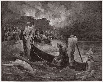 Az isteni színjáték (La Divina Commedia, La Divine Comedie), Inferno, 8. ének: Vergilius és Dante kiszállnak Dis fellegvárában - Dante Alighieri (1265-1321) - Illusztráció: Gustave Dore (1832-1883) alkotó: Gustave Dore